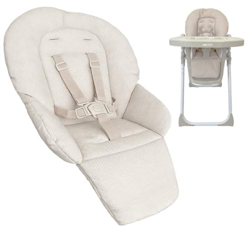 Image of My Babiie MBHC8 Premium Highchair Seat Cover Only with 5-Point Harness - Padded PVC Seat Cover, Easy Clean, Seat Cushion Compatible with My Babiie MBHC8 - Oatmeal Herringbone