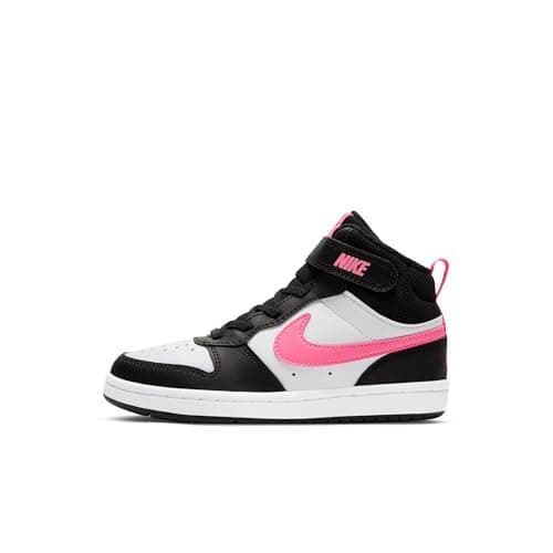 Image of Nike Kids Court Borough Mid 2 (PSV) Shoes, Black/Sunset Pulse/White, 1.5
