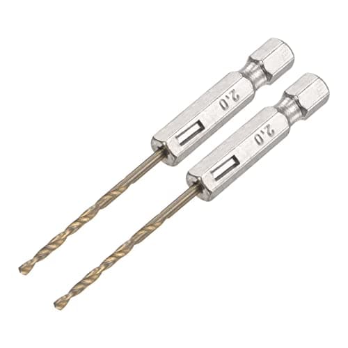 Image of sourcing map 2 Pcs High Speed Steel Hex Shank Twist Drill Bit, 2mm Drilling Dia with 1/4 Inch Hex Shank 70mm Length