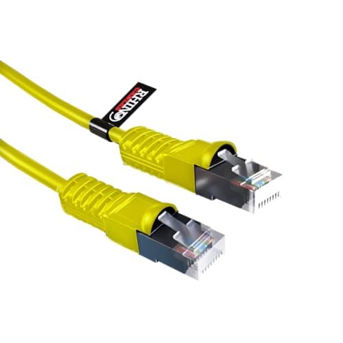 Image of rhinocables FTP Snagless Ethernet Cable – Cat5e Shielded RJ45 Lead with LSZH Jacket for Stable Indoor/Outdoor LAN Installations | High-Speed 350MHz Rating (Yellow, 10m)