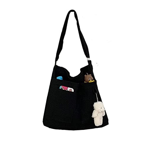 Image of Laneko Cotton Tote Handbag Women Canvas Crossbody Beach Bag Hobo Crossbody Shoulder Bags Shopping Tote Bag with 3 External Pocket,Zipper Closure