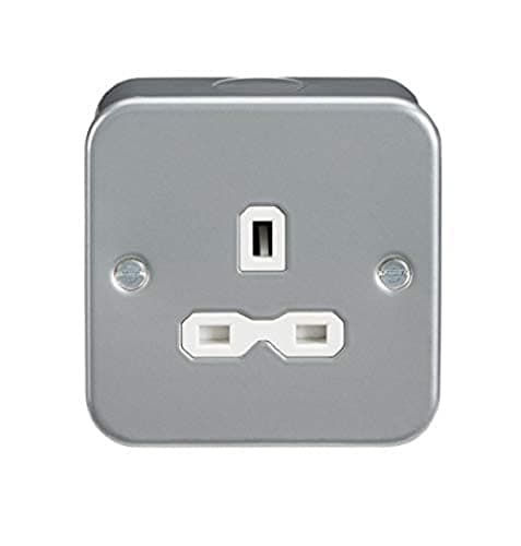Image of Knightsbridge MR7000U Metal clad 13A 1 Gang Unswitched Socket, Grey, 45.0 mm*81.5 mm*81.5 mm