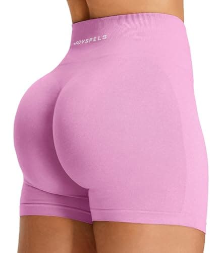 Image of JOYSPELS Womens Seamless Gym Shorts High Waist Scrunch Bums Ruched Activewear Running Yoga Workout Booty Shorts for Women UK Pink M