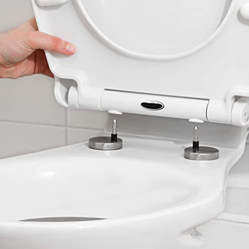 Image of SA Products Oval Quick Release Toilet Seat – Soft Close Toilet Seat with Quick Release Hinges for Easy Cleaning, Thermoset Lid with ABS Cylinder & Fixings – 44.1 × 36.5 × 5 cm, White