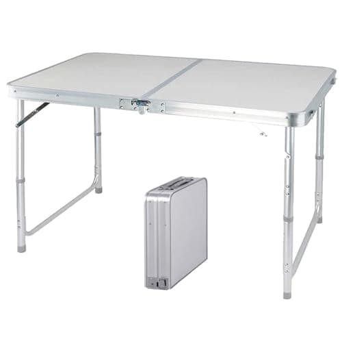 Image of Lucn 4FT Folding Table Fold Up Picnic Tables Camping Garden Party Trestle Dinner Table 120x60cm - 3 Height 70/62/55cm