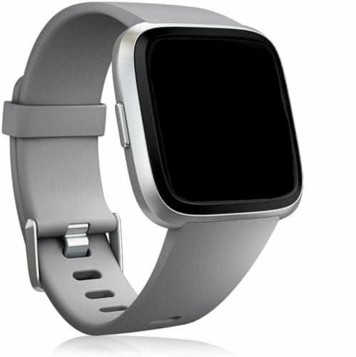 Image of Panda Bobo Silicone Strap Replacement Compatible with Fitbit Versa 2/Versa/Versa Lite/Versa SE, Grey, Large-Soft Sport TPU Silicone Band, Adjustable Waterproof Watch Strap for Men and Women