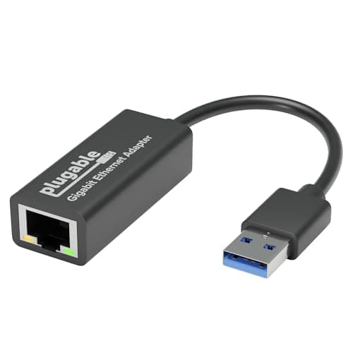 Image of Plugable USB to Ethernet Adapter, USB 3.0 to Gigabit Ethernet, Compatible with Windows 11, 10, 8.1, 7, XP, macOS, Linux, Chrome OS