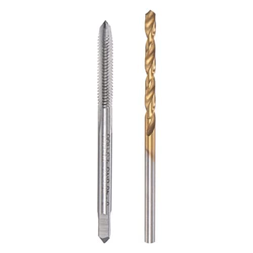 Image of sourcing map 5-40 UNC Straight Flute Thread Tap and 2.6mm Twist Drill Bit Set, Titanium Plated 6542 High Speed Steel Drilling Bit Machine Threading Tap