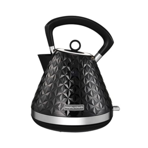 Image of Morphy Richards Vector Pyramid Kettle, 1.5L 3kW Rapid Boil, Anti Limescale Filter, Boil Dry Protection, Water Window, Pull Ring Removeable Lid, 360 Cordless Base, Black, 108131