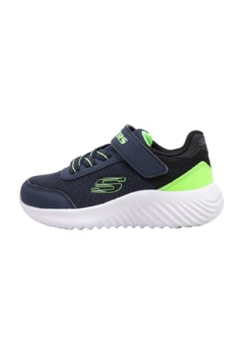 Image of Skechers Boy's Bounder Trekzic Sneakers, Navy & Lime Synthetic/Textile/Black Trim, 3 UK Child