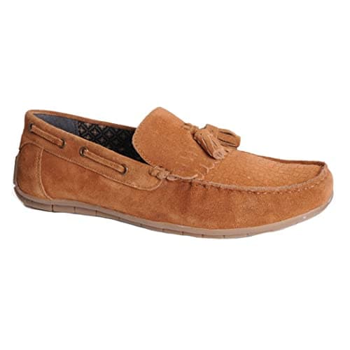 Image of Silver Street London Men's Casual Suede Leather Button Boat Shoe (Numeric_12) Tan