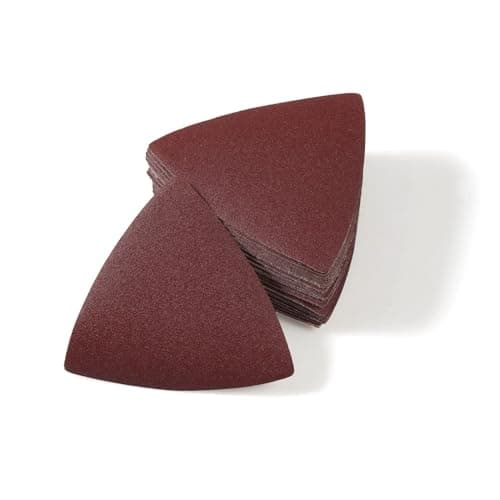 Image of LEONTOOL 30 Pcs 3-1/8 Inch (80mm) Triangular Hook & Loop Oscillating Multitool Sanding Pads Triangle Sanding Pads 180 Grit No Hole Triangle Sandpaper Detail Sander Sandpaper for Wood Metal Polishing