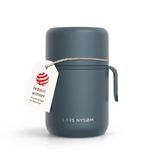 Image of LARS NYSØM Stainless Steel Vacuum Insulated Food Jar - Leakproof Lunch Pot & Lunch Jar for Hot and Cold Food, Wide Mouth Food Jar, Portable Soup Container for Work & Travel (Stone Blue, 500ml)