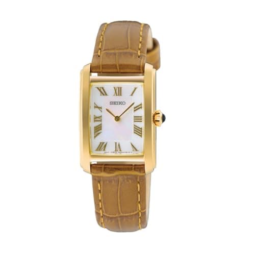 Image of Seiko Classic Brown Ladies Watch with Leather Strap, 5 Bar Water Resistance, Case Diameter: 22 mm, SWR100P1