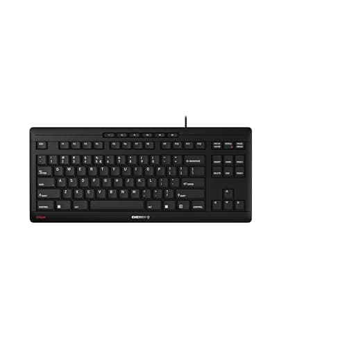 Image of CHERRY STREAM KEYBOARD TKL, Wired Keyboard without Numeric Keypad, EU Layout (QWERTY), Quiet Keystrokes, Unique Typing Experience, Black
