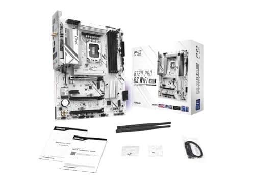 Image of Asrock B760M Pro RS WiFi White Intel Micro ATX Motherboard DDR5 DIMM 7200 MHz 256 GB LGA1700 SATA3 6.0 Gb/s LED M.2