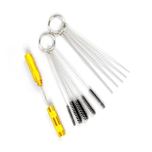 Image of Car Windscreen Jet Nozzle Washer Cleaning Adjustment Water Stains Cleanup Tool,Airbrush Spray Cleaning Repair Tool Kit, Stainless Steel Needle Brush Set(10 pieces set + through needle)