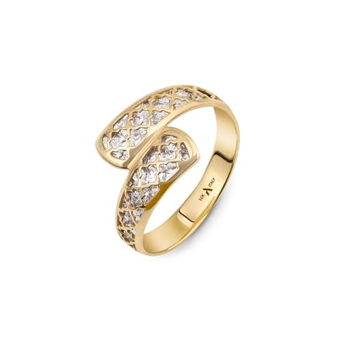 Image of Amberta Real Italian 9ct 14ct Gold Diamond Wrap Ring for Women | Solid 14ct 9ct Gold Ring for Women Non Tarnish Spiral Gift for Her: P1/2
