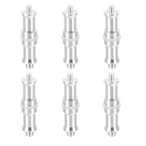 Image of PATIKIL Camera Spigot Screws Converter 3/8" to 1/4" Male to Male, 6 Pack Tripod Screws Adapter Spigot Stud for Light Stand Hot Shoe Cold Shoe Adapter Ball Head Flash, Silver