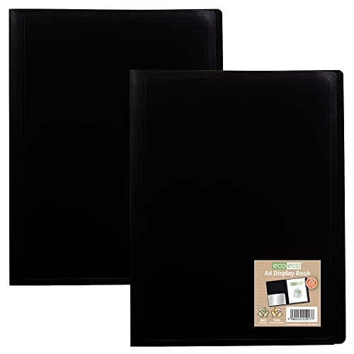 Image of eco-eco A4 100% Recycled 20 Pocket Black Flexible Cover Portfolio Book Folder Display Book, eco017x2