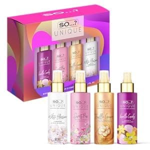 Image of New So…? Unique Women's Mini Body Mist 200Ml | Gift Set 4 X 50Ml | Fresh Long Lasting Body Spray Mist | Mix & Match Your So Unique Scents Mini Body Mist Collection Fresh Scents- A14