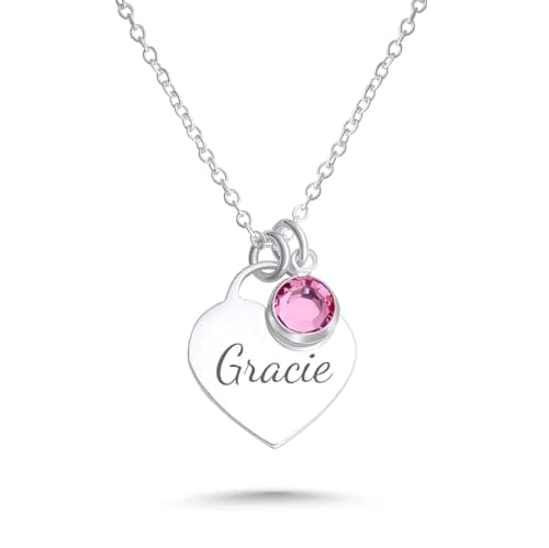 Image of Sterling Silver Personalised Heart Name Necklace, Dainty Gift For Her, 925 Silver Pendant (925 Sterling Silver)