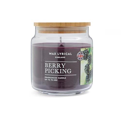 Image of Wax Lyrical Berry Picking Medium Jar Candle, Up to 75 Hour Burn Time, Purple