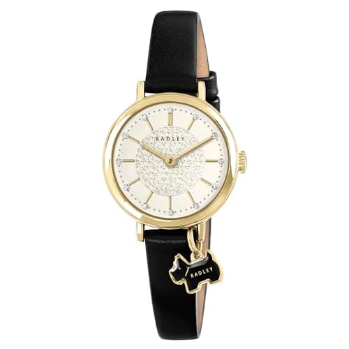 Image of RADLEY Selby Street Gold Plated Case Black Leather Strap Watch RY21904