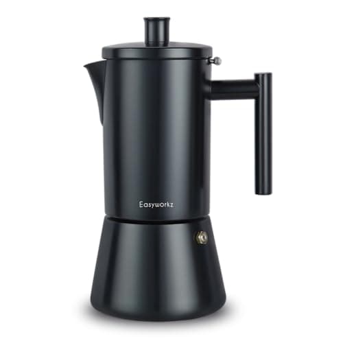 Image of Easyworkz Diego Stovetop Espresso Maker Stainless Steel Italian Coffee Machine Maker 6Cup 300ml Moka Pot Induction Espresso Pot - Matte Black