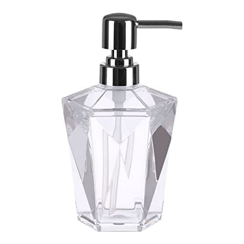 Image of Premier Houseware Black Acrylic Lotion Dispenser Hand Soap/Clear White And Silver Pump Bottle Dispenser Shampoo/Oil Dispenser Bottles 10 x 18 x 10