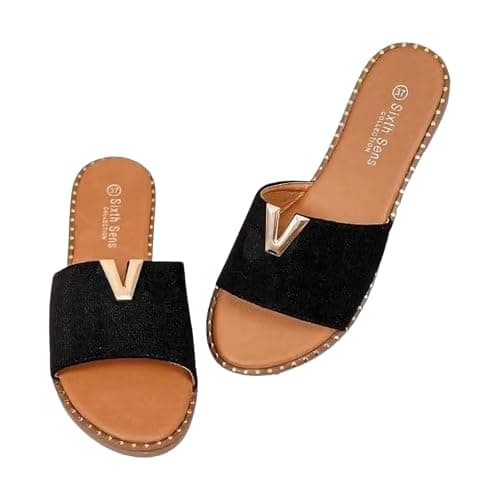 Image of LoudLook Ladies Comfy Sliders Slip On Comfort Lightweight Open To Sandals Womens Summer Mules Sizes Black 4