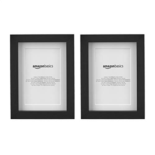Image of Amazon Basics Rectangular Photo Frame with Mat, 13 cm x 18 cm matted to 15 x 10 cm, 2-Pack, Black