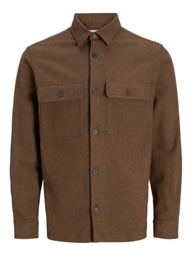 Image of Jprrayle Melange Solid L/S Overshirt Sn, Malt Ball, L
