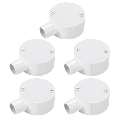 Image of sourcing map 5Pcs PVC Conduit Box Junction Box 1 Way 20mm with Cover, M4 Screws for Home Hose Electrical Conduit Electronic Projects