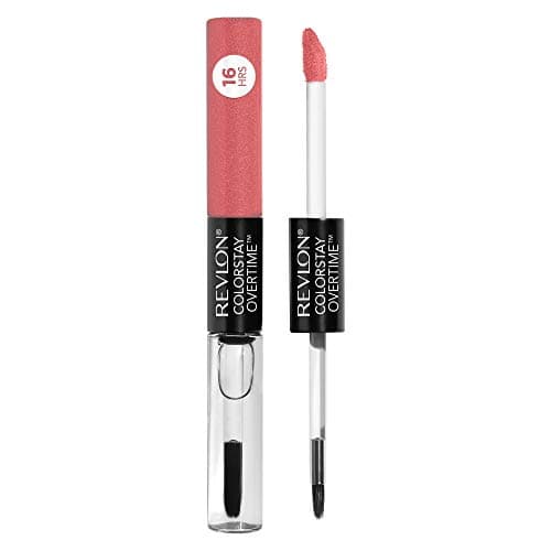 Image of Revlon Liquid Lipstick with Clear Lip Gloss, ColorStay Face Makeup, Overtime Lipcolor, Dual Ended with Vitamin E in Red/Coral, Perennial Peach (430), 0.07 Oz
