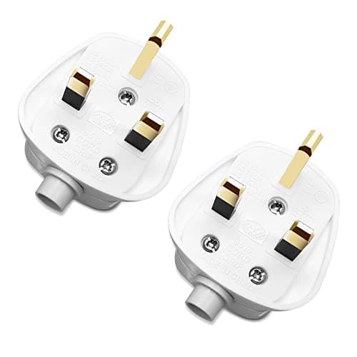 Image of UK Plug 13 Amp Plug UK, plugs 3 Pin Electric Plugs UK 250V ,13A Fused Mains , with Cord Grip Rewireable Socket White,2 Pack