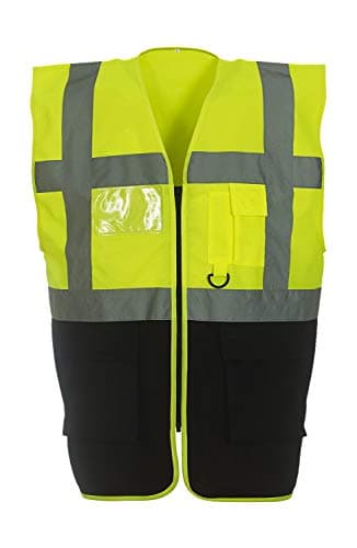 Image of Yoko Men's Yk002/Hvw801 Multi-Functional Executive Hi-Vis Waistcoat - Yellow/Black, 2X-Large