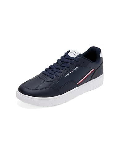 Image of Tommy Hilfiger Men’s Basket Core Stripes Low Top Cupsole Trainers, Blue (Desert Sky), 6.5