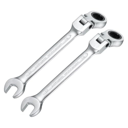 Image of sourcing map 2PCS 12mm Metric Flex-Head Ratchet Wrench Chrome Vanadium Steel 72-Tooth Ratcheting Combination Wrench Spanner for Car Bike Automotive Machine Repair