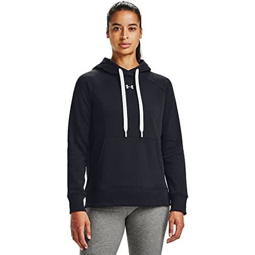 Image of Under Armour Rival Fleece Hb Hoodie Warm-up Top, Women Black, Black / White / White (001), SM