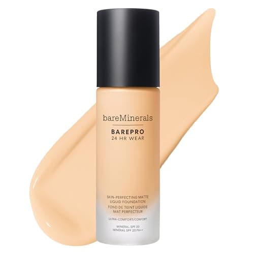 Image of bareMinerals BAREPRO 24HR Wear Skin-Perfecting Matte Liquid Foundation Mineral SPF 20 - Breathable Makeup for Face, Full Coverage, 24HR Wear, Natural Matte Finish, Vegan