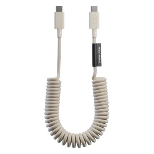 Image of Native Union USB-C Pop Cable - Coiled Extendable – 1.2m/4ft Recommended Length – Ultra-Strong Charging Cable Compatible with iPhone Air, 17e, 17 Pro Max, iPad, Galaxy S25, Flip 7, Fold 7 (Sandstone)