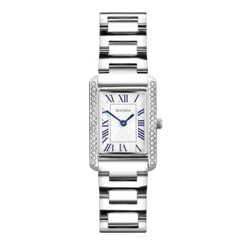 Image of Sekonda Colette Ladies 22mm Quartz Stone Set Watch in Silver with Analogue Display and Silver Bracelet