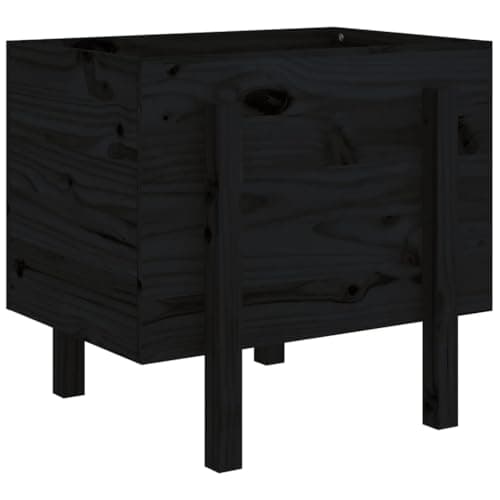 Image of vidaXL Solid Pine Wood Outdoor Garden Planter - Black, Amplious Space, DIY Ready Design with Easy Assembly for Gardening Enthusiasts