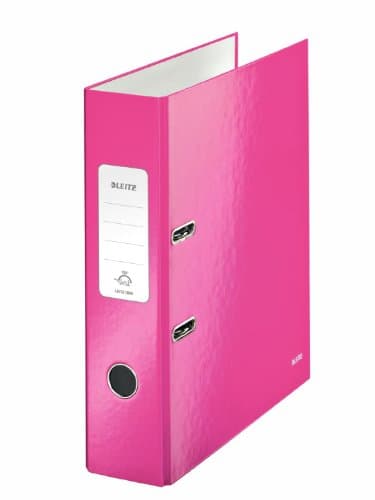 Image of Leitz "WOW" A4 8 cm Spine Lever Arch File - Metallic Pink