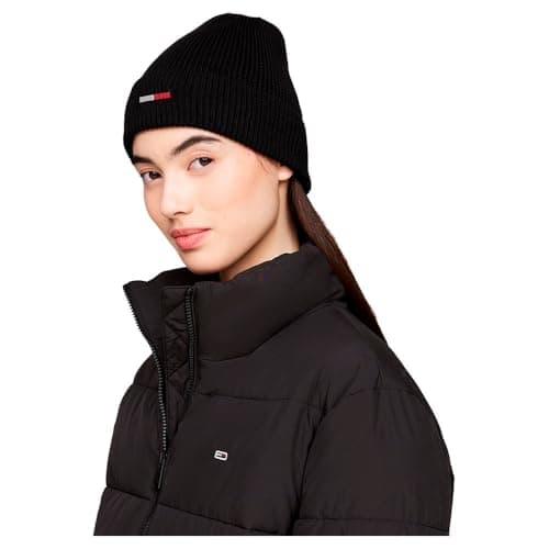 Image of Tommy Jeans Women TJW ELONGATED FLAG BEANIE AW0AW16777 Black (Black) OS