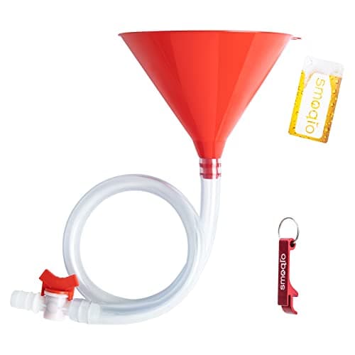Image of SMOQIO Beer Bong Funnel Single Header Red with Valve, Bonus Bottle Opener, Drinking Funnel with Premium Material, 1 Pack