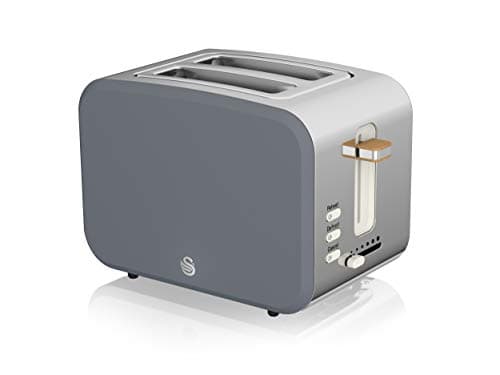 Image of Swan ST14610GRYN Nordic 2 Slice Toaster with 6 Browning Levels, Defrost/Reheat/Cancel, Removable Crumb Tray, Cord Storage, 900W, Grey