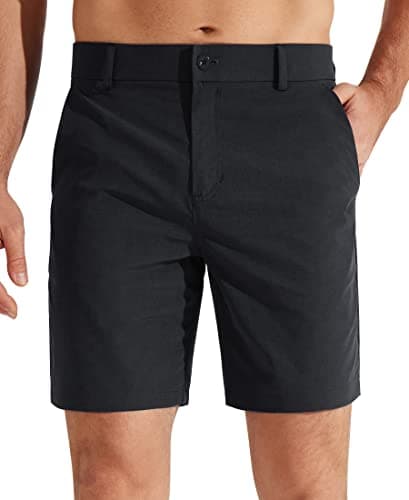 Image of Libin Golf Shorts Men 7" Hybrid Dress Shorts for Men Casual Flat Front Chino Shorts Lightweight Quick Dry with Pockets, 7"- Black, 34