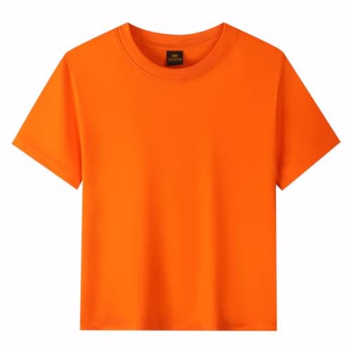 Image of 210GSM 100% Cotton T-Shirts Crew Neck Tees Loose-Fit Tops School Uniform Breathable Basics for Kids 5-6 Years Orange